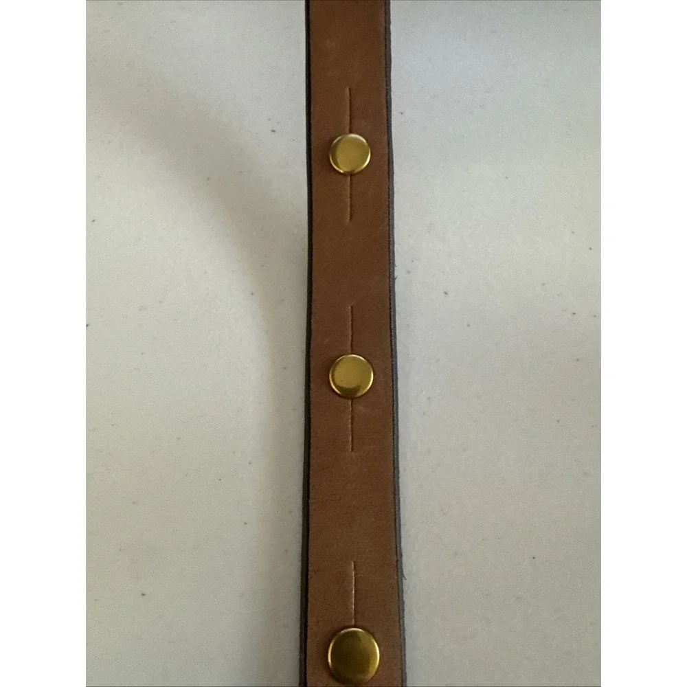 Fossil Brown Leather Belt Womens Medium Antique Brass Buckle Brown 1